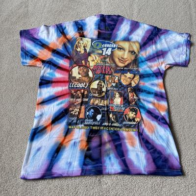 LOT 131B: 2003 Tie Dye Q102 Q Concert 14 Tweeter Center Shirt (Medium), Concert 2000 T-Shirt, Black Q14 T-Shirt (XL), QConcert 2000...