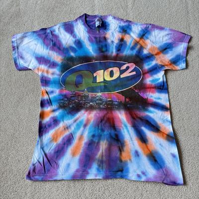 LOT 131B: 2003 Tie Dye Q102 Q Concert 14 Tweeter Center Shirt (Medium), Concert 2000 T-Shirt, Black Q14 T-Shirt (XL), QConcert 2000...