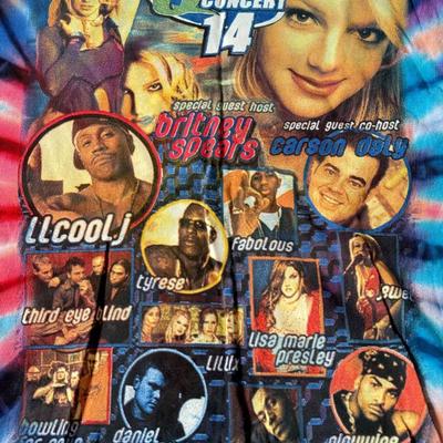 LOT 131B: 2003 Tie Dye Q102 Q Concert 14 Tweeter Center Shirt (Medium), Concert 2000 T-Shirt, Black Q14 T-Shirt (XL), QConcert 2000...