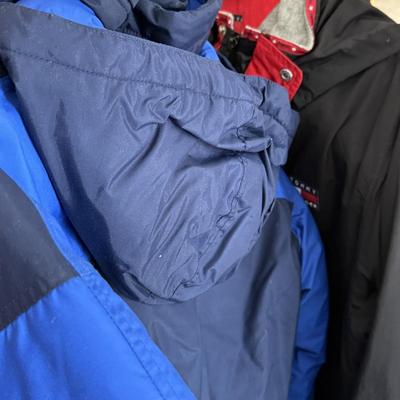 LOT 132L: Collection of Jackets: Pride Products Money Print, NWT Fleet Street (Small), Yellow Adidas (M), Columbia (18/20), Tommy...