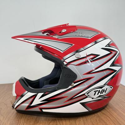 LOT 139A: Red THH TX10 Motocross Helmet (Size XL 61-62cm) w/ Matching Solo Gloves (XXL-12) & Scott Goggles