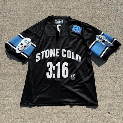 LOT 156A: NWT WWF Trinity Athletic Gear Stone Cold Steve Austin 3:16 Jersey (Youth XL)