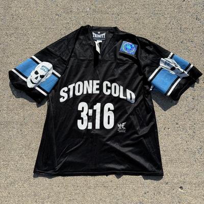 LOT 156A: NWT WWF Trinity Athletic Gear Stone Cold Steve Austin 3:16 Jersey (Youth XL)
