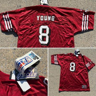LOT 157A: NWT NFL Logo Athletic Steve Young San Francisco 49ers Jersey (Youth XL)