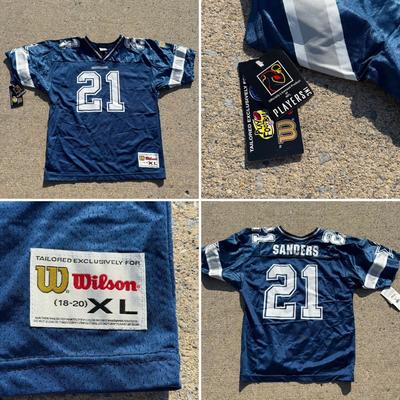 LOT 159A: NWT Wilson NFL Deion Sanders Dallas Cowboys Jersey (Youth XL 18-20)