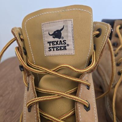 LOT 161A: Mack Steel Toed Black Boots & Texas Steer Steel Toed Boots