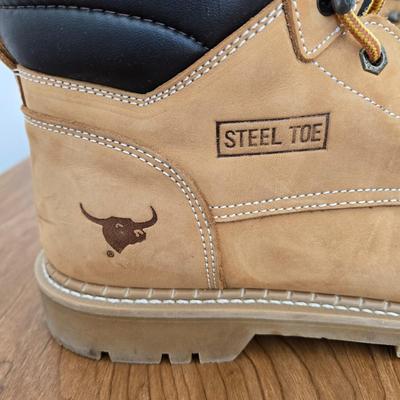 LOT 161A: Mack Steel Toed Black Boots & Texas Steer Steel Toed Boots