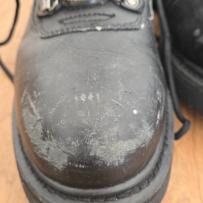 LOT 161A: Mack Steel Toed Black Boots & Texas Steer Steel Toed Boots