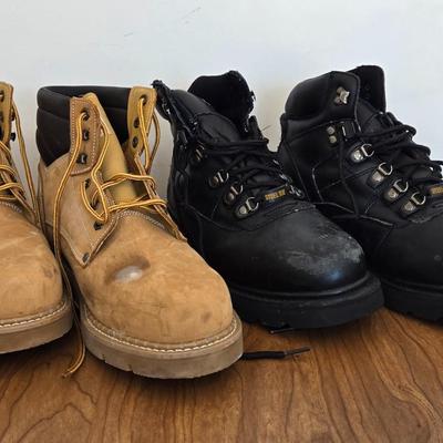 LOT 161A: Mack Steel Toed Black Boots & Texas Steer Steel Toed Boots