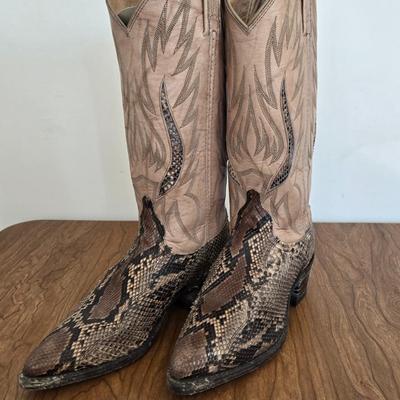 LOT 163A: Dan Post Genuine Python Cowboy Boots
