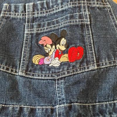 LOT 172A: NWT Disney Embroidered Mickey & Minnie Denim Overalls (Medium), WDW Sleepwear Embroidered Minnie Hula T-Shirt (Small) &...