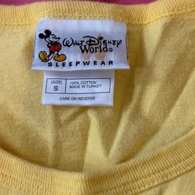 LOT 172A: NWT Disney Embroidered Mickey & Minnie Denim Overalls (Medium), WDW Sleepwear Embroidered Minnie Hula T-Shirt (Small) &...