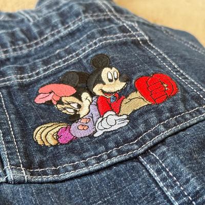 LOT 172A: NWT Disney Embroidered Mickey & Minnie Denim Overalls (Medium), WDW Sleepwear Embroidered Minnie Hula T-Shirt (Small) &...