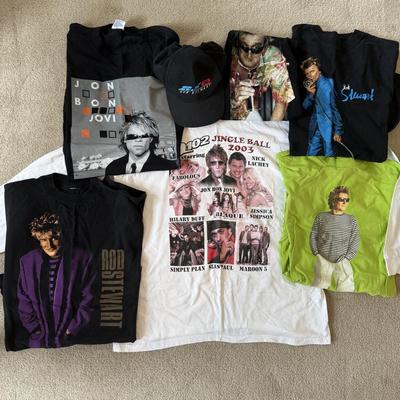 LOT 175A: 2000s Concert / Tour Shirts w/ Hat: Rod Stewart & Bon Jovi