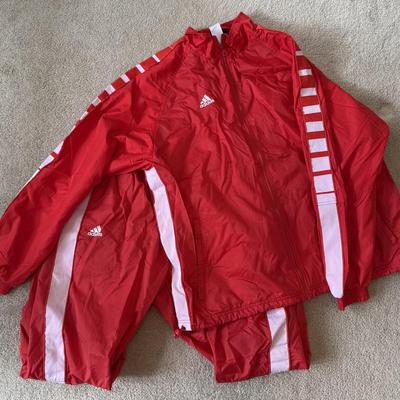 LOT 176A: Red & White Adidas Windbreaker Tracksuit (XL)