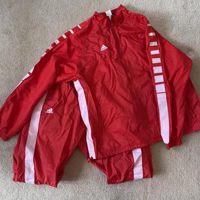 LOT 176A: Red & White Adidas Windbreaker Tracksuit (XL)