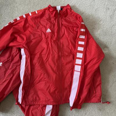 LOT 176A: Red & White Adidas Windbreaker Tracksuit (XL)