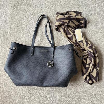 LOT 189B: Michael Kors: Large Logo Tote & NWT Scarf