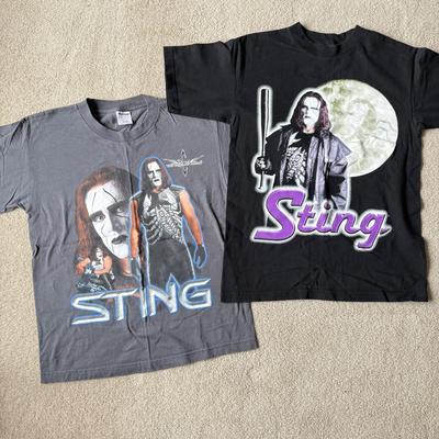 LOT 192B: WCW Sting T-Shirts (Youth XL & Adult Medium)