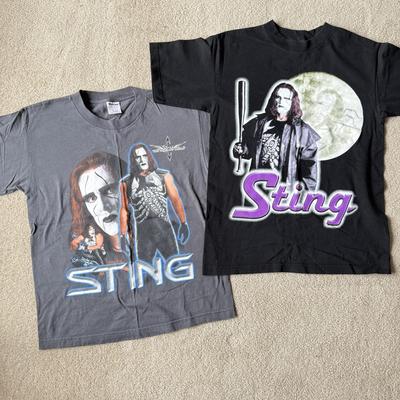 LOT 192B: WCW Sting T-Shirts (Youth XL & Adult Medium)