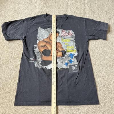 LOT 193B: 1999 WWF The Rock T-Shirt & 2000 WWF Kurt Angle T-Shirt (Medium)