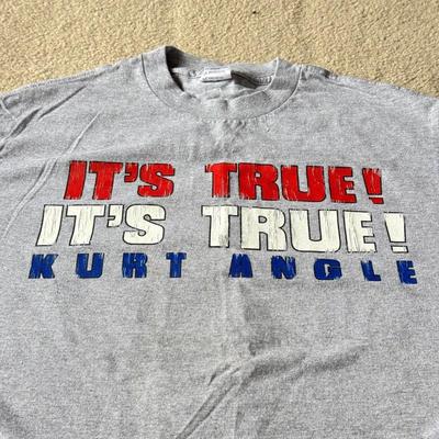 LOT 193B: 1999 WWF The Rock T-Shirt & 2000 WWF Kurt Angle T-Shirt (Medium)