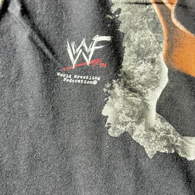 LOT 193B: 1999 WWF The Rock T-Shirt & 2000 WWF Kurt Angle T-Shirt (Medium)