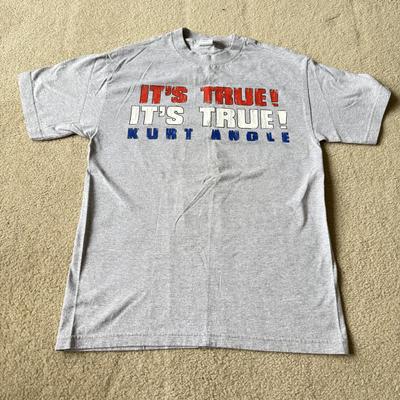 LOT 193B: 1999 WWF The Rock T-Shirt & 2000 WWF Kurt Angle T-Shirt (Medium)