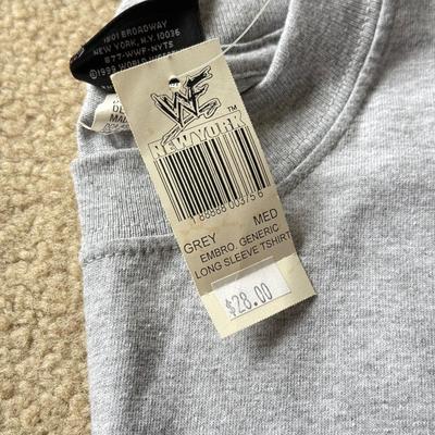 LOT 194B: WWF New York Clothing Collection: Medium T-Shirt, 1999 NWT Long Sleeve w/ Embroidered Logo (Medium) & 1999 Zip Sweatshirt