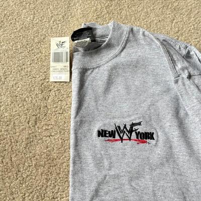LOT 194B: WWF New York Clothing Collection: Medium T-Shirt, 1999 NWT Long Sleeve w/ Embroidered Logo (Medium) & 1999 Zip Sweatshirt
