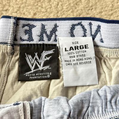 LOT 195B: NWT WWF Size Large Boxers (Stone Cold Steve Austin & The Rock) w/ Deadman Inc Beanie