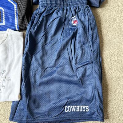 LOT 199B: NFL Dallas Cowboys Clothing Collection: Bedazzled Shirts, Shorts & Jerseys