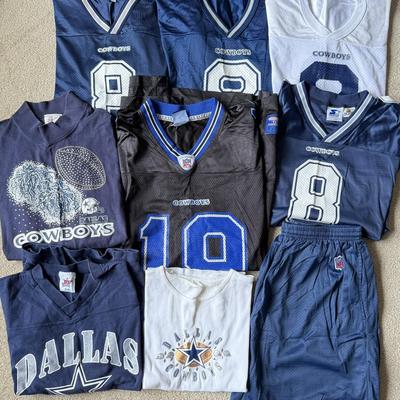 LOT 199B: NFL Dallas Cowboys Clothing Collection: Bedazzled Shirts, Shorts & Jerseys