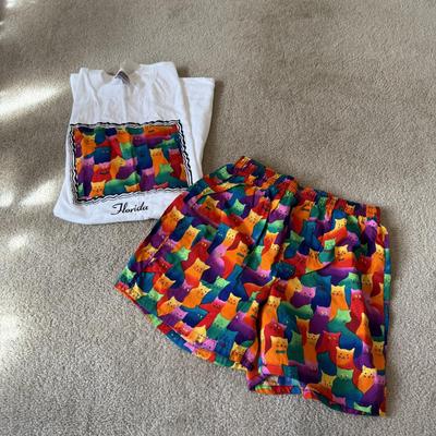 LOT 205A: Fun Shorts: Walt Disney World, Leopard Print, Spyn Hot Pants, Cat Pattern w/ Matching T-Shirt, Surf Style & More