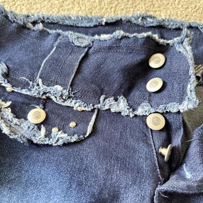 LOT 209L: Physique Body Wear Blue Camo Pants (M) w/ Jeans & Shorts: Old Navy The Diva Star Print (12), OP Lace Up (5), Snake Print...