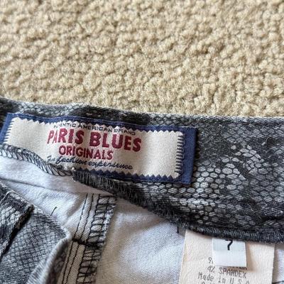 LOT 209L: Physique Body Wear Blue Camo Pants (M) w/ Jeans & Shorts: Old Navy The Diva Star Print (12), OP Lace Up (5), Snake Print...