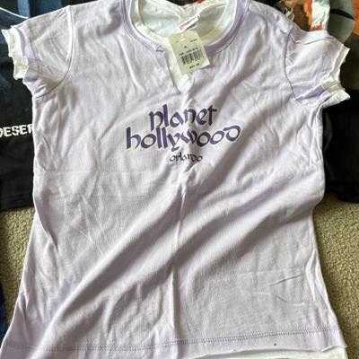 LOT 210A: 2000s Planet Hollywood Horror Series NWT T-Shirts (XL), Embroidered Universal Studios Islands of Adventure Orlando Polo NWT (L)...