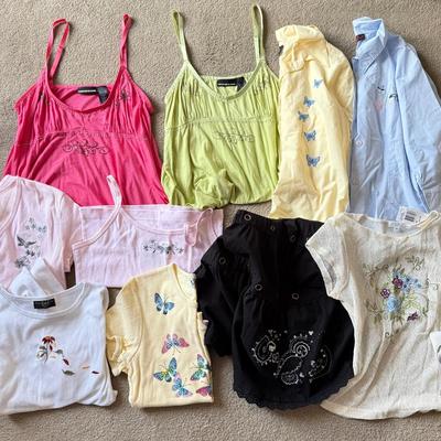 LOT 211A: Cute Y2K Fashion: Embroidered and Beaded Tops w/ Skirt, Some NWT