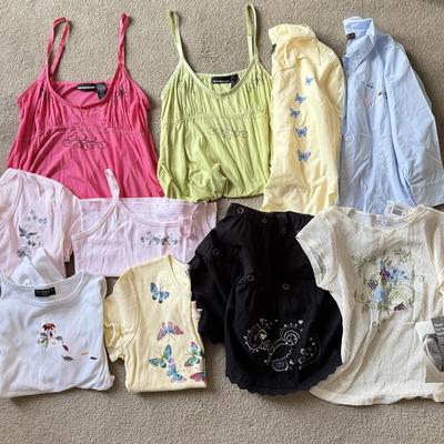 LOT 211A: Cute Y2K Fashion: Embroidered and Beaded Tops w/ Skirt, Some NWT