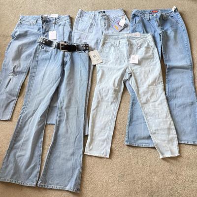 LOT 212A: NWT Light Wash Jeans: Lauren Conrad Skinny Crop (12), Angels Skinny Hipsters w/ Star Stud Belt (5), Blue Asphalt Flare (7)...