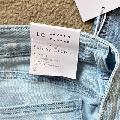 LOT 212A: NWT Light Wash Jeans: Lauren Conrad Skinny Crop (12), Angels Skinny Hipsters w/ Star Stud Belt (5), Blue Asphalt Flare (7)...