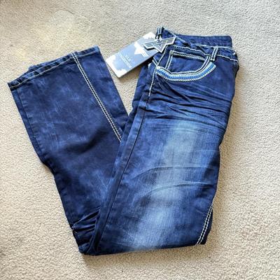 LOT 213A: NWT Denim Jeans: YMI (5), 7 for All Mankind w/ Swarovski Crystal Accents (W27&W28), Nautica Boys (30), VIP Collection (33),...