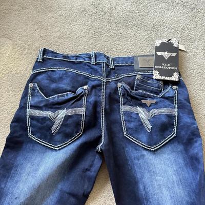 LOT 213A: NWT Denim Jeans: YMI (5), 7 for All Mankind w/ Swarovski Crystal Accents (W27&W28), Nautica Boys (30), VIP Collection (33),...