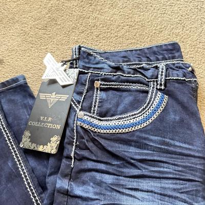 LOT 213A: NWT Denim Jeans: YMI (5), 7 for All Mankind w/ Swarovski Crystal Accents (W27&W28), Nautica Boys (30), VIP Collection (33),...