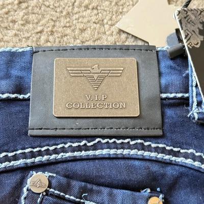 LOT 213A: NWT Denim Jeans: YMI (5), 7 for All Mankind w/ Swarovski Crystal Accents (W27&W28), Nautica Boys (30), VIP Collection (33),...