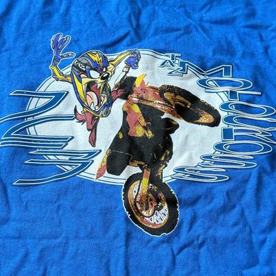 LOT 214A: T-Shirts, Some NWT: Guess, Napoleon Dynamite, Crown Royal 2000, Looney Tunes Tasmanian Devil Motocross Tank (M), Bass Fishing,...