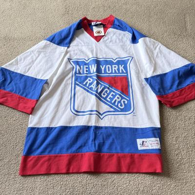 LOT 215A: Hockey Clothing: NHL NJ Devils Long Sleeve, Center Ice New York Rangers Pro Player Shirt (M), Logo Athletic NY Rangers Color...