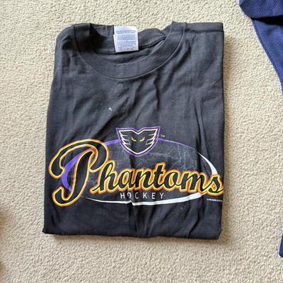 LOT 215A: Hockey Clothing: NHL NJ Devils Long Sleeve, Center Ice New York Rangers Pro Player Shirt (M), Logo Athletic NY Rangers Color...