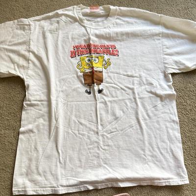 LOT 220B: Nickelodeon SpongeBob SquarePants Plush Pillow & Collection of T-Shirts (Various Sizes, Few NWT)