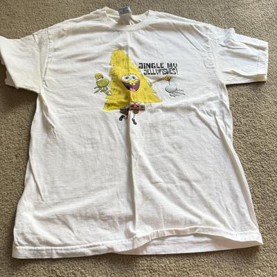 LOT 220B: Nickelodeon SpongeBob SquarePants Plush Pillow & Collection of T-Shirts (Various Sizes, Few NWT)